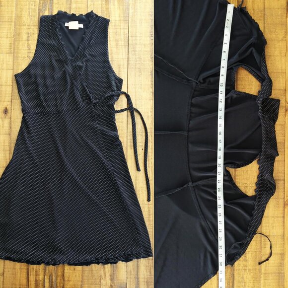 Y2K Vintage Jonathan Martin Black and White Polka Dot Wrap Dress - Size 7 - Picture 7 of 7